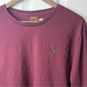 Polo Ralph Lauren Men's XL Shirt Long Sleeve Maroon Classic Fit Crewneck Cotton